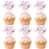 36 pcs Mother's Day Cupcake Topper Happy Mother's Day Pink Party Cake Decorations Cupcake Toppers Picks for Mother's Birthday Party (pink heart) view 1
