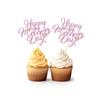 36 pcs Mother's Day Cupcake Topper Happy Mother's Day Pink Party Cake Decorations Cupcake Toppers Picks for Mother's Birthday Party (pink heart) view 4