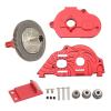 Pyhodi RC Gearbox Cover, Aluminum Alloy Transmission Box Housing with Gear Wheel and Pinion, for ARRMA SENTON Granite Typhon 1/10 RC Car, High Strength, Quiet Operation, Light Weight, Red view 1