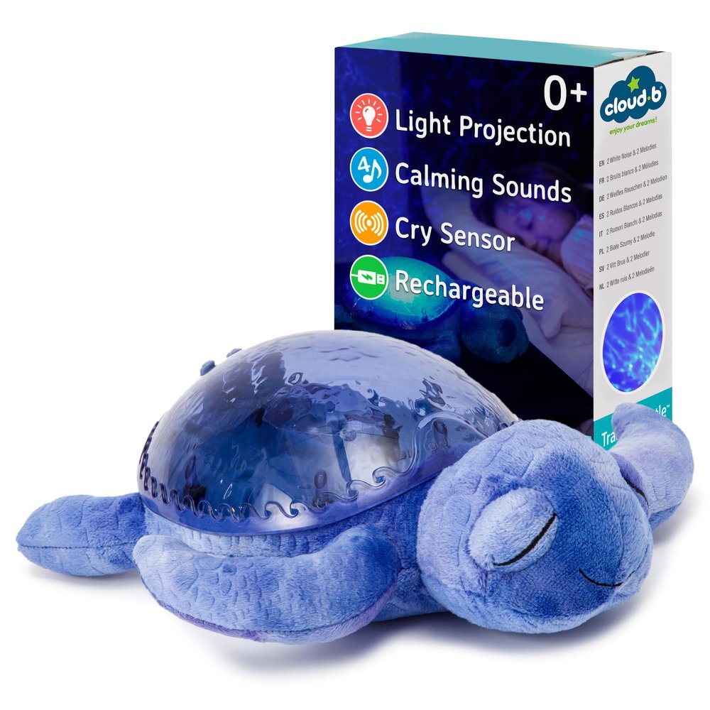 Cloud b Ocean Projector Nightlight with 2 White Noises & 2 Soothing Sounds | Adjustable Settings | Cry Sensor | Tranquil Turtle - Ocean (Rechargeable)