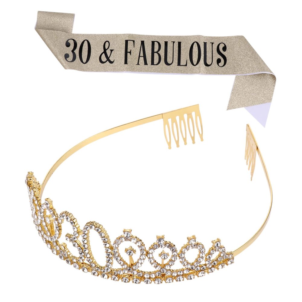 balacoo 1set Birthday Party Crown and Etiquette Belt Crown Sash Decor for Birthday Celebration Shoulder Strap Hot Stamping Eye-catching Party Accessory for Women and Girls