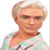 Barbie The Movie Ken Doll Wearing Pastel Pink and Green Striped Beach Matching Set with Surfboard and White Sneakers view 2