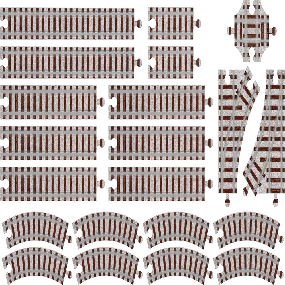 Wooden Train Track - Track Pack #2 - Made in USA - 21 Pieces