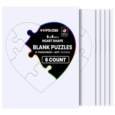 Hygloss 6 Blank Heart Puzzles 6 x 8 Inches Ideal for Valentines Day Crafts Write, Draw, and Decorate 8 Pieces Each