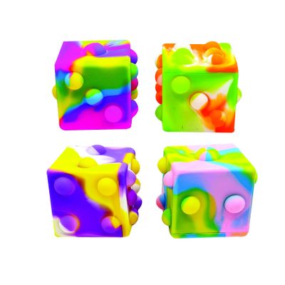 Raymond Geddes Pop n Dice Fidget Cube Toys (12 per Bag) - 6 Sided Pop it Fidget Toys Pack - Fidget Squishy Toys in 4 Tie Dye Colors