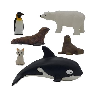 Get Ready Kids Polar Animal Toys Playset  6 Mini Plastic Animal Figurines for Toddlers Ages 1-3 and Up  Arctic & Antarctic Animals for Imaginative Play