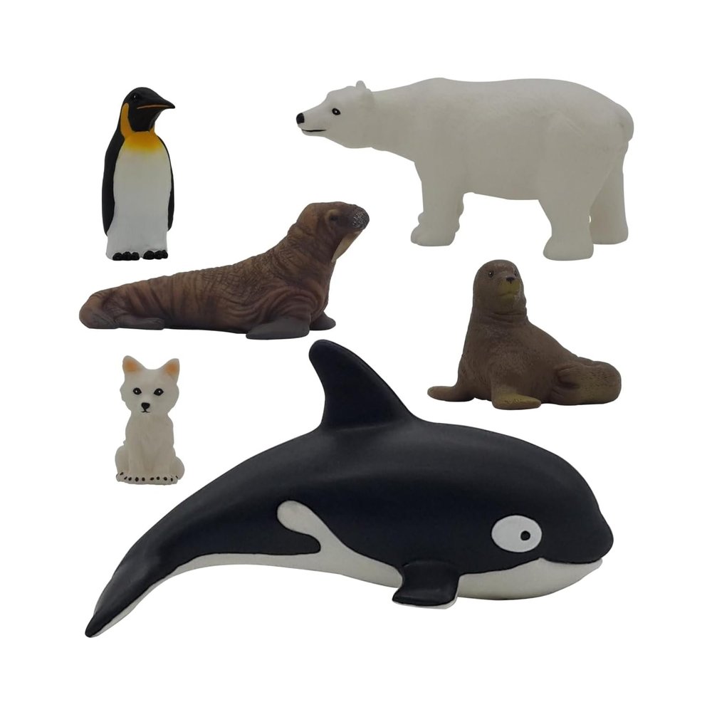 Get Ready Kids Polar Animal Toys Playset 6 Mini Plastic Animal Figurines for Toddlers Ages 1-3 and Up Arctic & Antarctic Animals for Imaginative Play