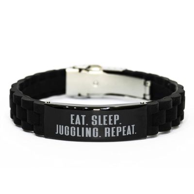 Cool Juggling Gifts, Eat. Sleep. Juggling. Repeat, Birthday Black Glidelock Clasp Bracelet For Juggling from Friends