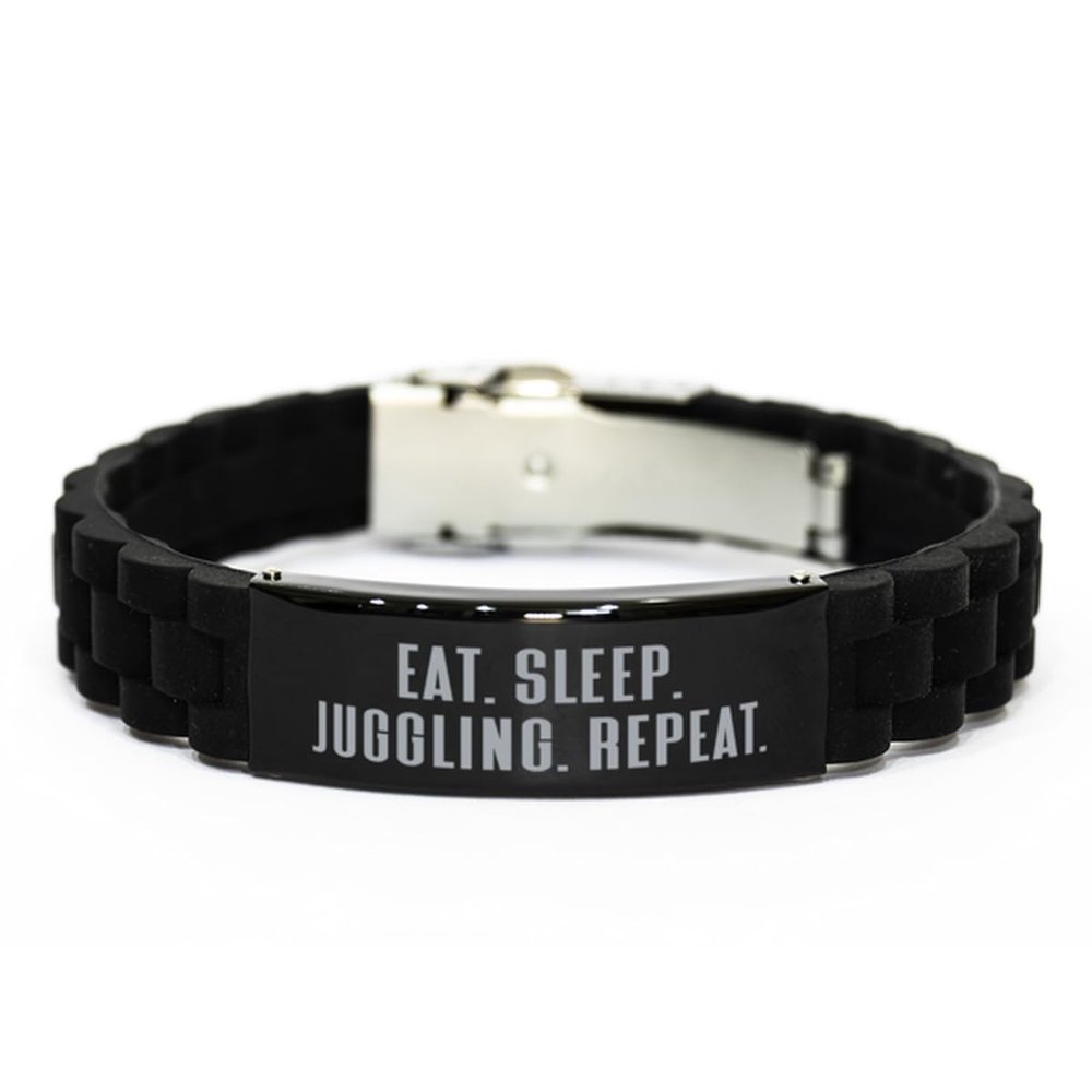Cool Juggling Gifts, Eat. Sleep. Juggling. Repeat, Birthday Black Glidelock Clasp Bracelet For Juggling from Friends