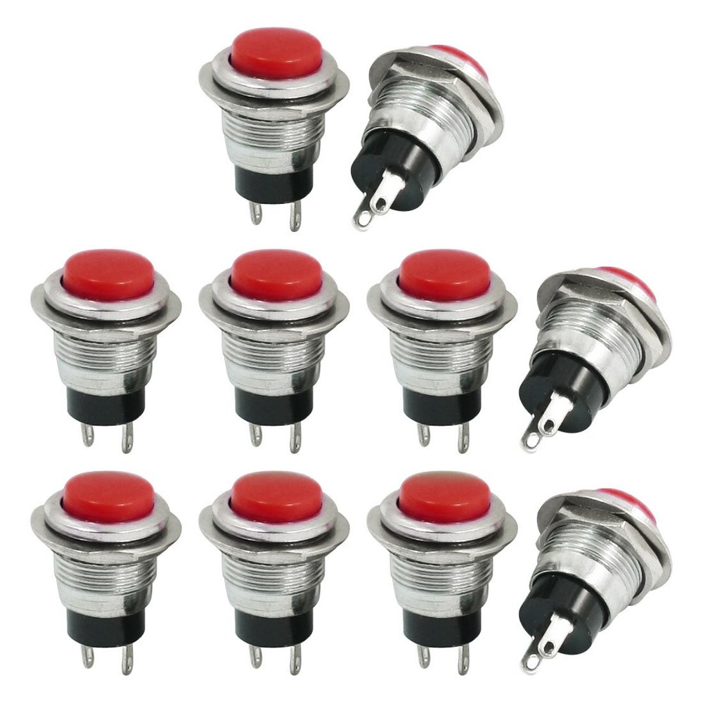 NIXCON 10pcs Red SPST Momentary 12mm Push Button Switch AC125V 6A 250V 3A