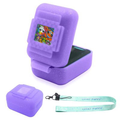 Silicone Cover Case for Bitzee Interactive Toy Digital Pet, Silicone Protective Cover for Bitzee Virtual Electronic Pets, Digital Pet Accessories for Bitzee with Lanyard, Purple (Case Only)