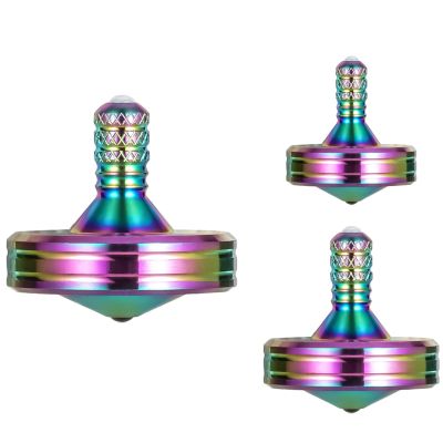 LOQATIDIS Precision Metal Spinning Top, The Easiest to Spin, Long Spin time Exceed 8 Mins, Support Handstand Rotation, Kill Time Relief Stress ADHD Anti-Anxiety Fidget Toys (3PCS L+M+S, Colorful)