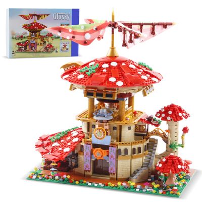 2763PCS Mushroom House Building Blocks,Creative Ideals Ganoderma Hotel Building Blocks, Perfect Choice for 6+ Boys, Girls or Adults
