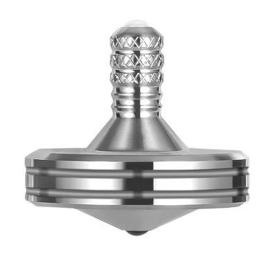 LOQATIDIS Precision Metal Spinning Top, The Easiest to Spin, Long Spin time Exceed 8 Mins, Support Handstand Rotation, Kill Time Relief Stress ADHD Anti-Anxiety Fidget Toys (L, Silver)