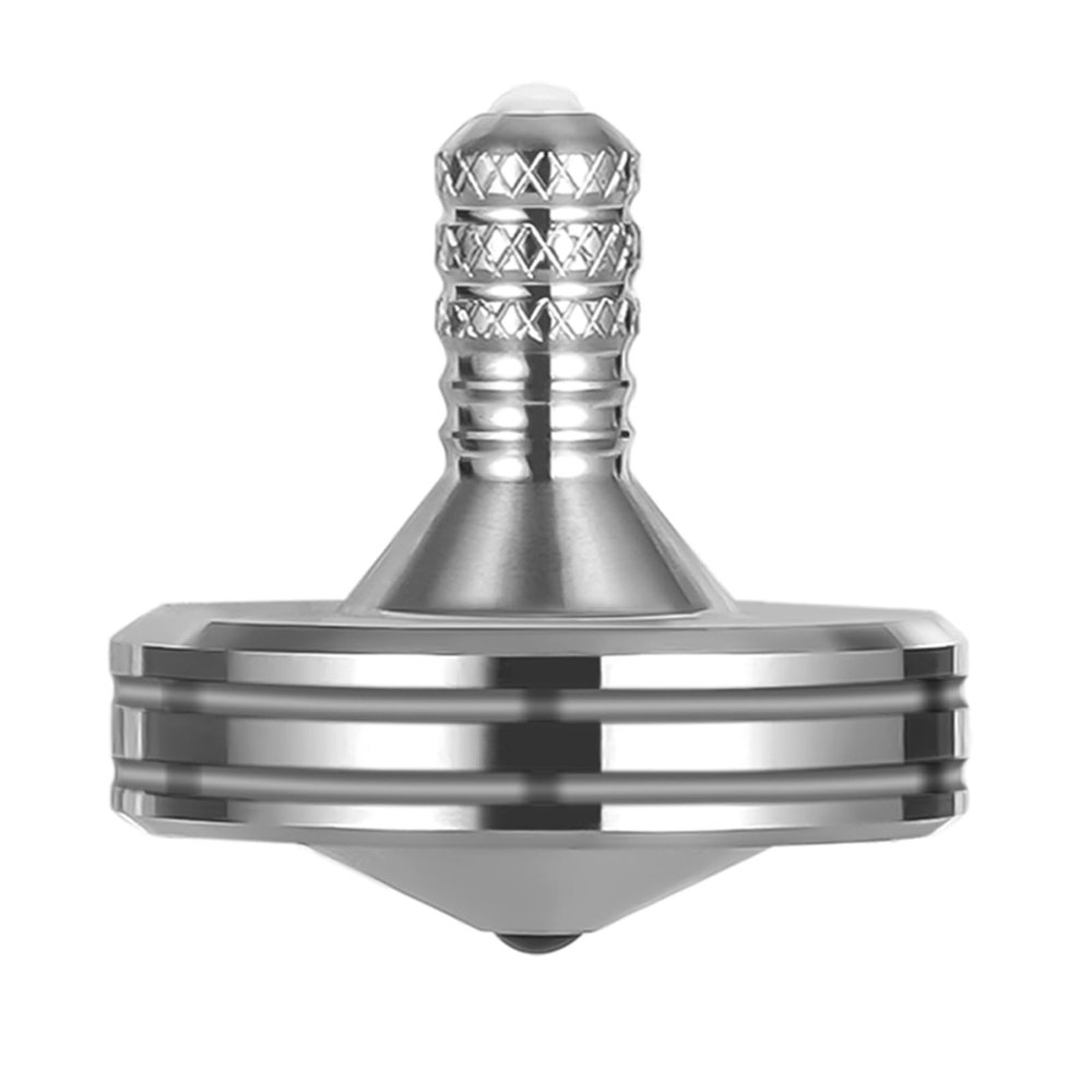 LOQATIDIS Precision Metal Spinning Top, The Easiest to Spin, Long Spin time Exceed 8 Mins, Support Handstand Rotation, Kill Time Relief Stress ADHD Anti-Anxiety Fidget Toys (M, Silver)