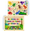 2 in 1 Magnetic Color and Number Maze Magnet Alphabet Counting Car Puzzle Double Sided Board Fine Motor Skills Montessori Preschool Toys for Boys and Girls (Color1, One Side) view 1