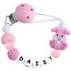 Personalized Pacifier Clip with Name Easter Bunny Customized Pacifier Holder Clip for Boys Girls (Pink) view 1