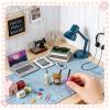 12Pcs Dollhouse Miniature Laptop Computer Tablet Phone Lamp Book Glasses Coffee Headset Simulation Accessories 1/12 1/6 Toy Pad Play Set Fits Barbie Doll Girl Mini Drink Party Office (Bule) view 4