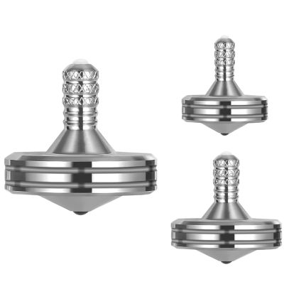 LOQATIDIS Precision Metal Spinning Top, The Easiest to Spin, Long Spin time Exceed 8 Mins, Support Handstand Rotation, Kill Time Relief Stress ADHD Anti-Anxiety Fidget Toys (3PCS L+M+S, Silver)