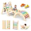BlueWood Pikler Triangle Set, Toddler Climbing Toys Indoor, 7in1 Foldable Baby Climbing Toys- Rainbow view 1