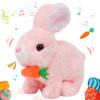 Hopearl Hopping Rabbit with Carrot Interactive Electronic Pet Plush Bunny Toy with Sounds and Movements Animated Walking Wiggle Ears Twitch Nose Gift for Toddlers Birthday, Pink, 7'' view 1