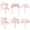 Hazyore Rose Gold Cake Topper, 6pcs Acrylic Cake Toppers for Birthday Decorations view 1