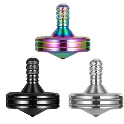 LOQATIDIS Precision Metal Spinning Top, Easy to Spin, Long Spin time Exceed 8 Mins, Support Handstand Rotation, Kill Time Relief Stress ADHD Anti-Anxiety Fidget Toys (3PCS M, Black+Silver+Colorful)