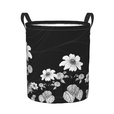 Foruidea Flowers Dahlias Laundry Basket,Laundry Hamper,Collapsible Storage Bin, Oxford Fabric Clothes Baskets,Nursery Hamper For Home,Office,Dorm,Gift Basket