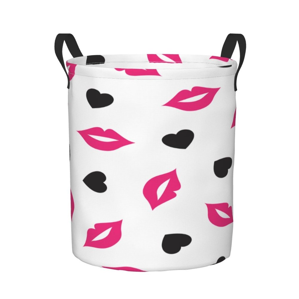 Foruidea Hearts Lips Laundry Basket,Laundry Hamper,Collapsible Storage Bin, Oxford Fabric Clothes Baskets,Nursery Hamper For Home,Office,Dorm,Gift Basket