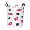 Foruidea Hearts Lips Laundry Basket,Laundry Hamper,Collapsible Storage Bin, Oxford Fabric Clothes Baskets,Nursery Hamper For Home,Office,Dorm,Gift Basket view 1