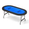 COLOR TREE Premium 8 Player Foldable Poker Table, Portable Texas Blackjack Holdem Poker Table with Cup Holders, Folding Casino Leisure Card Board Game Table with Padded Rails, Stylish Blue Design view 1