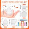 PullCrease 45 Pcs Porcelain Mini Tea Cup Set Including Porcelain Dishes Brush Children Ceramic Play DIY Craftfor Kids Girls 6-8 and up Party Birthday Gift Baby Shower Wedding Supplies(Cute Style) view 2