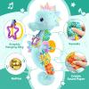 AWOTOY Baby Toys 0 to 12 Months, Musical Stuffed Animal Activity Soft Toys with Multi-Sensory Crinkle, Rattle and Textures, Infant Tummy Time Toys for Newborn Boys, Seahorse, Blue view 3