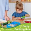 14Pcs Kids Cooking Cutter Set Kids Cutter Kitchen Set Safe Reusable Plastic Toddler Kitchen Cutter Set with Wooden Cutter Serrated Cutter Chopping Block Peeler Gloves for Cutting Fruit Vegetable view 4