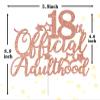 18 Official Adulthood Cake Topper, Cheers to 18 Years/Time to Adult Cake Decor for Boy Girl, Happy 18th Birthday Party Decoration Supplies, Rose Gold Glitter view 2