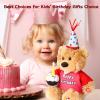 Humor Ted Dancing Singing Happy Birthday Interactive Teddy Bear Stuffed Animal W/Cupcake,Singing Stuffed Animals Musical Animated Plush Toy W/Glow Candle, Teddy Bear Birthday Gift for Kids Adults,12" view 3