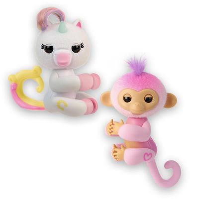 Fingerlings Interactive Baby Monkey and Unicorn - Pack of 2 - Lulu & Harmony - 70+ Sounds & Reactions, Heart Lights Up, Reacts to Touch (Ages 5+)