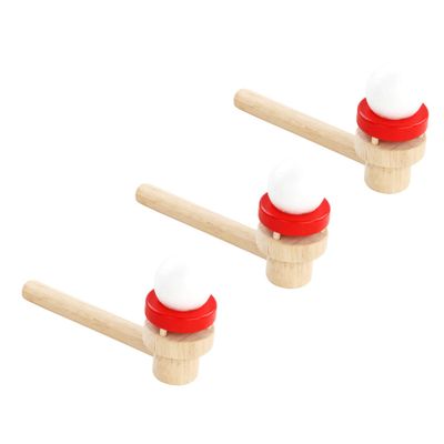 Abaodam Wooden Ball Blower Toy for Kids and Adults 3Pcs Wood Balancing Floating Balls with Blow Pipes Develop Motor Skills and Hand-Eye Coordination Family Outdoor Game