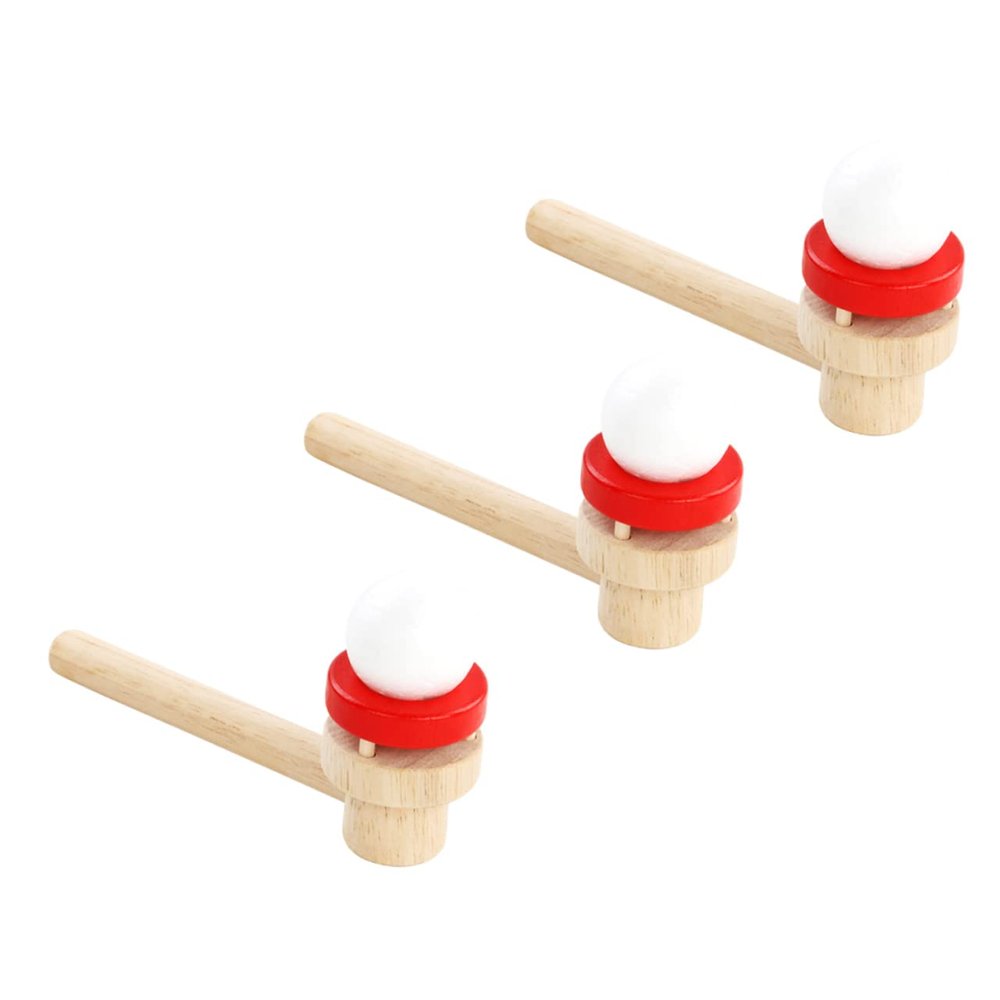 Abaodam Wooden Ball Blower Toy for Kids and Adults 3Pcs Wood Balancing Floating Balls with Blow Pipes Develop Motor Skills and Hand-Eye Coordination Family Outdoor Game