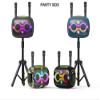 Portable Bluetooth Speaker with 2 Microphones & Tripod, 120W Output, Upto10H Playtime, On-The-Go Party Box Karaoke with Built-in RGB Lights Strong Vibration IPX6 Splashproof (Black) view 4