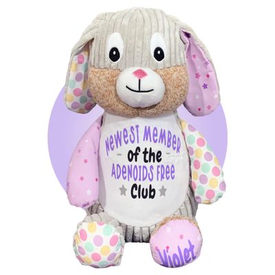 Adenoidectomy Recovery Gifts for Kids - 17" Personalized Violet Bunny - Adenoidectomy Must Haves - Gifts for Adenoids Surgery - Adenoid Recovery Presents for Children - Surgery Stuffed Animal