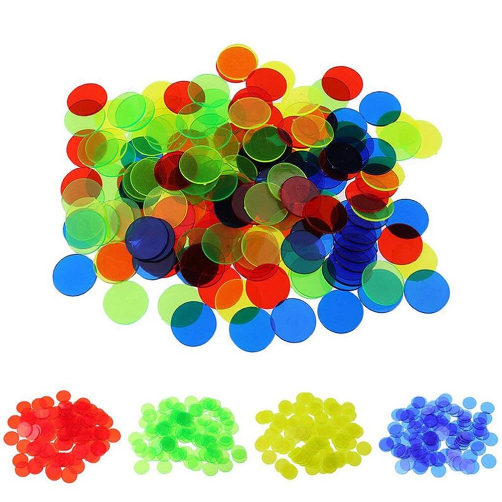 Totority 500pcs Plastic Bingo Chips for Games Counting Discs Markers for Classroom Learning and Bingo Parties Random Colors