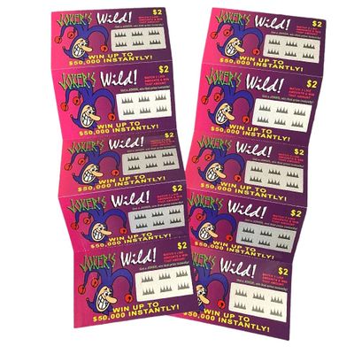 $50,000 Fake Lottery Tickets-Jokers Wild (Pack 20)-Each One is a Pretend Winner. Prank Lottery Ticket Scratch Cards Hilarious Fine Print They Look Real, Gag Gift Pranks. Boletos de Lotera Falsos