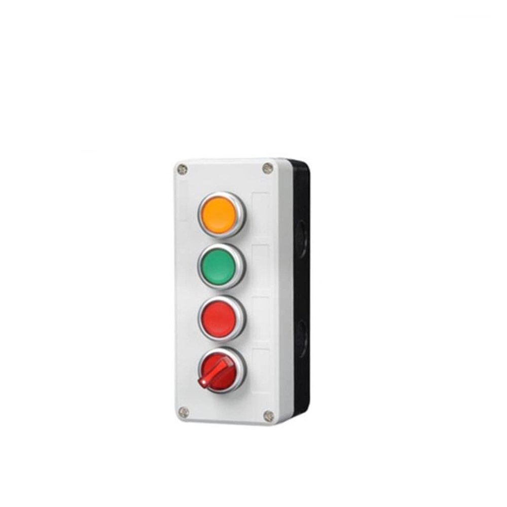 Fangyid Control Box with Light Button Switch 24V/220V with Emergency Stop Button self Reset Industrial Switch Waterproof Box (Color : 5 Rybgw, Size : 220V)