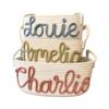 Custom Baby Name Basket, Personalized Baby Gift Basket Cotton Rope Diaper Caddy Nursery Organizer Stortage Bin for Baby Shower (Style A) view 1
