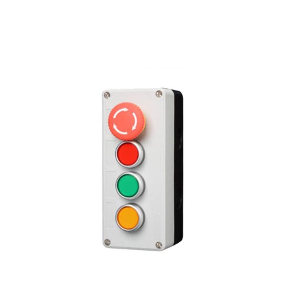 Fangyid Control Box with Light Button Switch 24V/220V with Emergency Stop Button self Reset Industrial Switch Waterproof Box (Color : 4 R Rotatergy, Size : 24V)