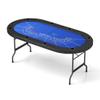 Premium 8 Player Foldable Poker Card Table, Folding Blackjack Casino Texas Holdem Tables with Plastic Cup Holders, Portable Casino Style Board Game Table with Padded Rails, Blue view 1