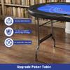 Premium 8 Player Foldable Poker Card Table, Folding Blackjack Casino Texas Holdem Tables with Plastic Cup Holders, Portable Casino Style Board Game Table with Padded Rails, Blue view 2