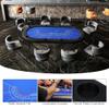 Premium 8 Player Foldable Poker Card Table, Folding Blackjack Casino Texas Holdem Tables with Plastic Cup Holders, Portable Casino Style Board Game Table with Padded Rails, Blue view 3