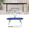 Premium 8 Player Foldable Poker Card Table, Folding Blackjack Casino Texas Holdem Tables with Plastic Cup Holders, Portable Casino Style Board Game Table with Padded Rails, Blue view 4